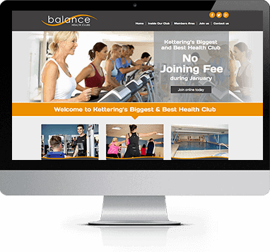 Desktop version of Balance Health club website Desktop version of Balance Health club website