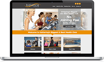 Laptop version of Balance Health club website Laptop version of Balance Health club website